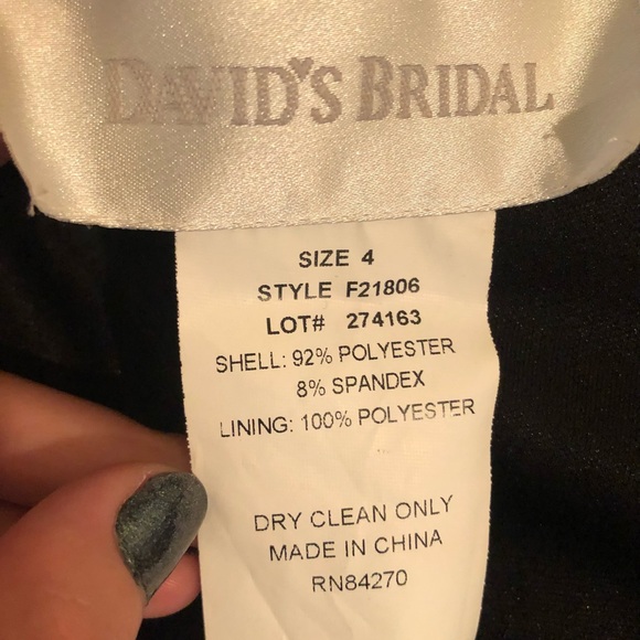 David’s Bridal halter black gown with beading - Picture 3 of 4